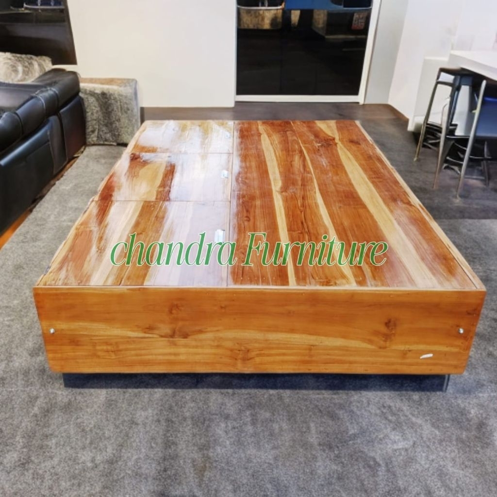 Dipan Ranjang Box Laci Tanpa Sandaran Kayu Jati/trinityjayafurniture