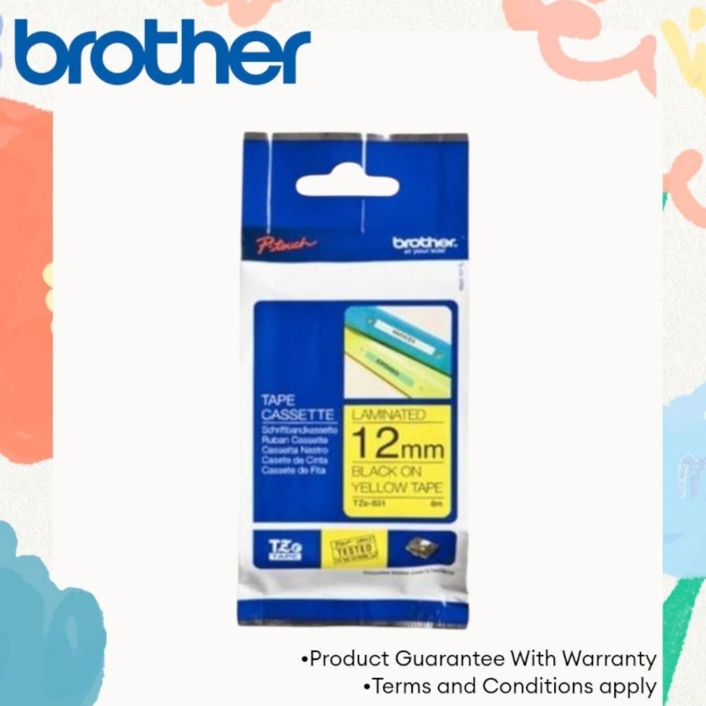 

LABEL TAPE BROTHER TZE-S631 STRONG ADHESSIVE BLACK ON YELLOW