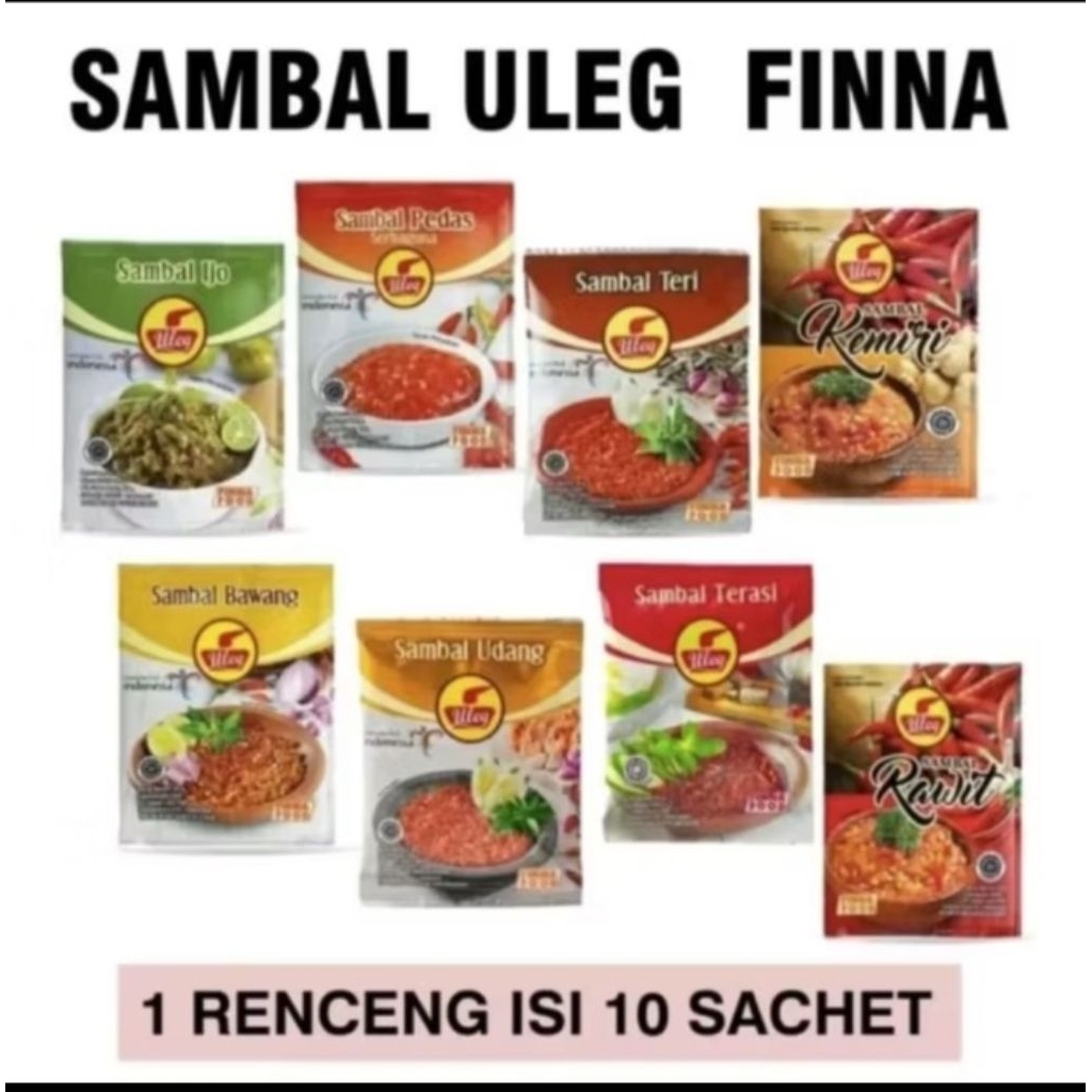 

FINNA SAMBAL ULEG (1 renceng isi 10 sachet x 18gr) sambel