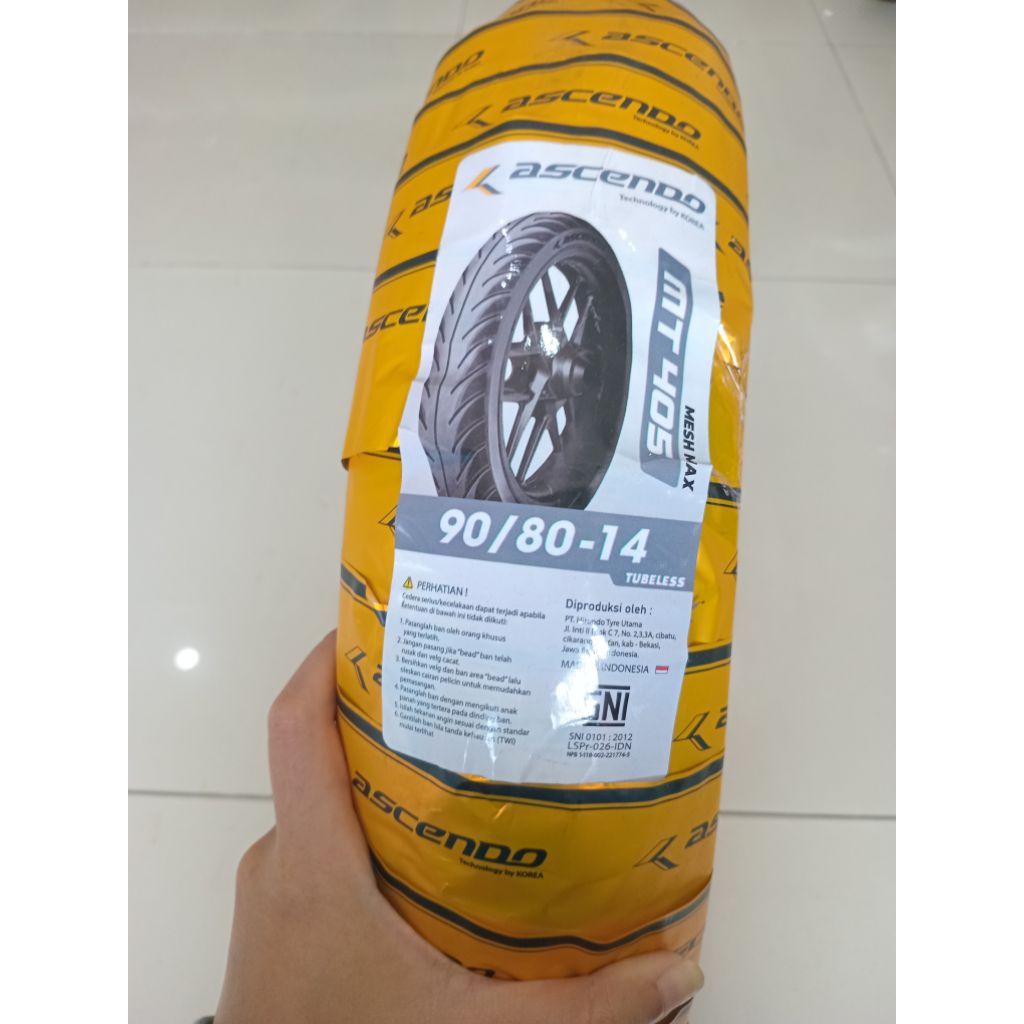 BAN LUAR ASCENDO 90/80-14 TUBLES