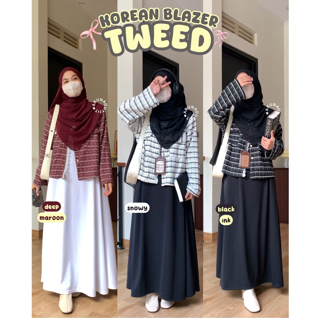 KOREAN BLAZER TWEED || SET BLAZER TWEED BY ARUNAOUTFIT