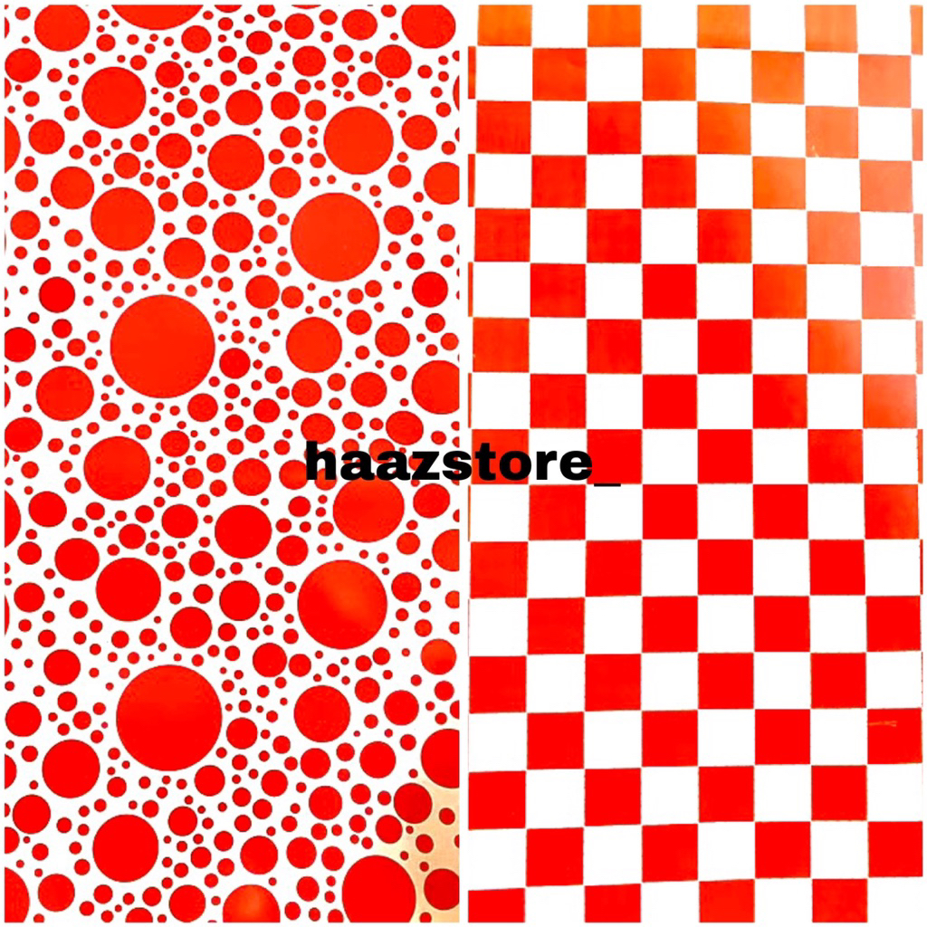 

KERTAS KADO GLOSSY ISI 1 LEMBAR POLKADOT KOTAK MERAH PUTIH GLOSSY