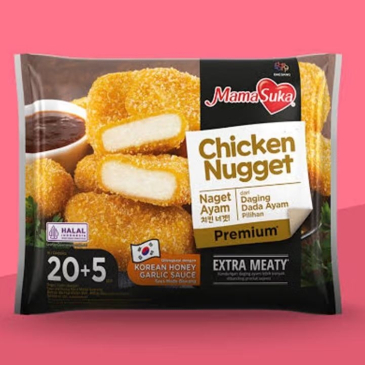 

MamaSuka Nugget Ayam/Chicken Nugget Premium with korean honey garlic sauce isi 25pcs 460gr (Frozen Food)