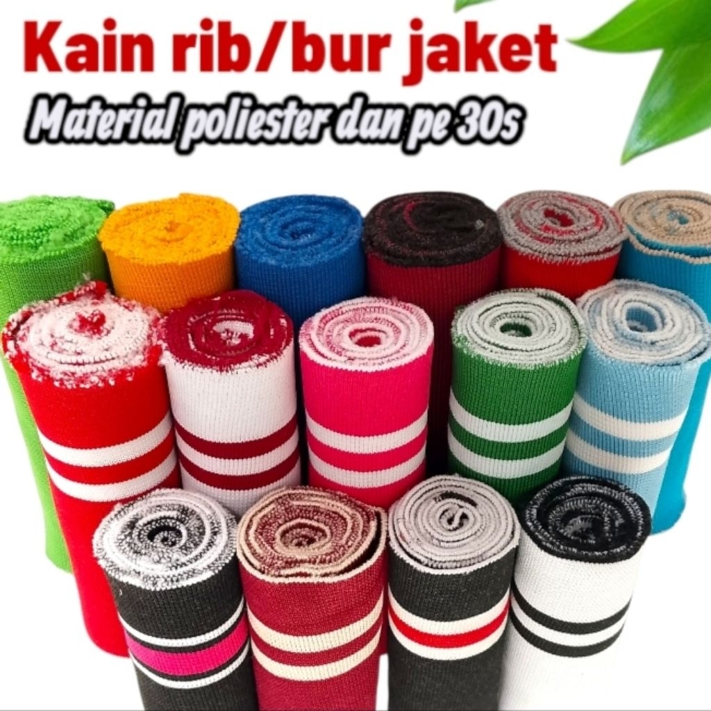 Kain rib/bur 1x1 babat 2x2 colorfull polyester premium per 10 lembar