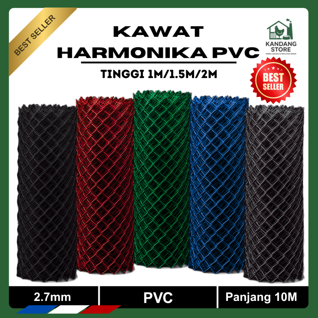 KAWAT HARMONIKA PVC WARNA TEBAL 2,7MM PANJANG 10 METER VARIASI TINGGI | BEST SELLER