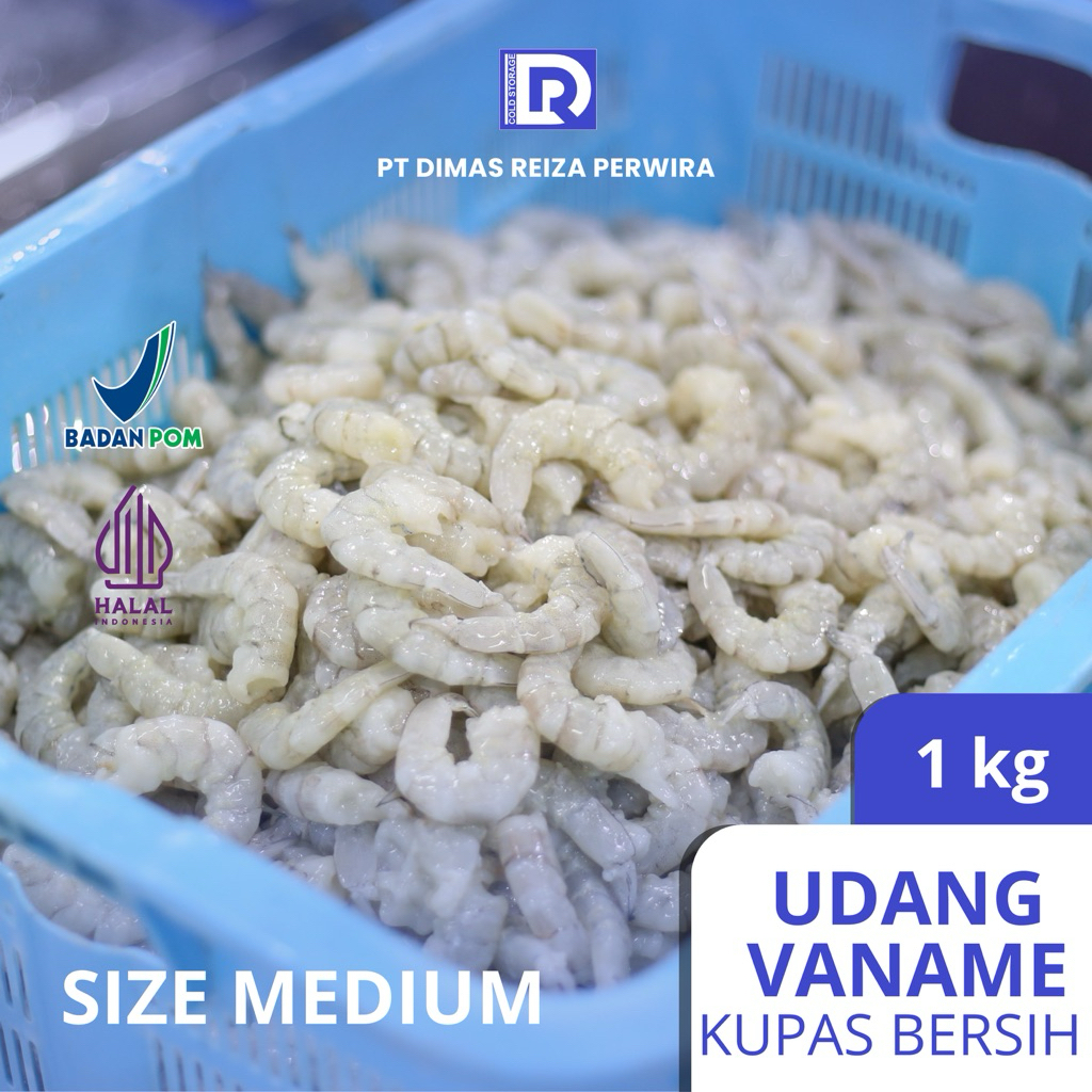 

drpseafood Udang Vanamei Kupas Bersih Segar Medium 1Kg Glazing 50% / Udang Kupas Beku
