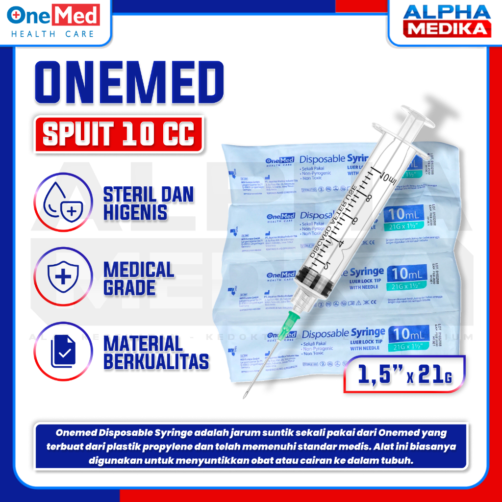 ONEMED - Spuit 10cc Onemed / Syringe 10cc Onemed/ Alat Suntik 10ml