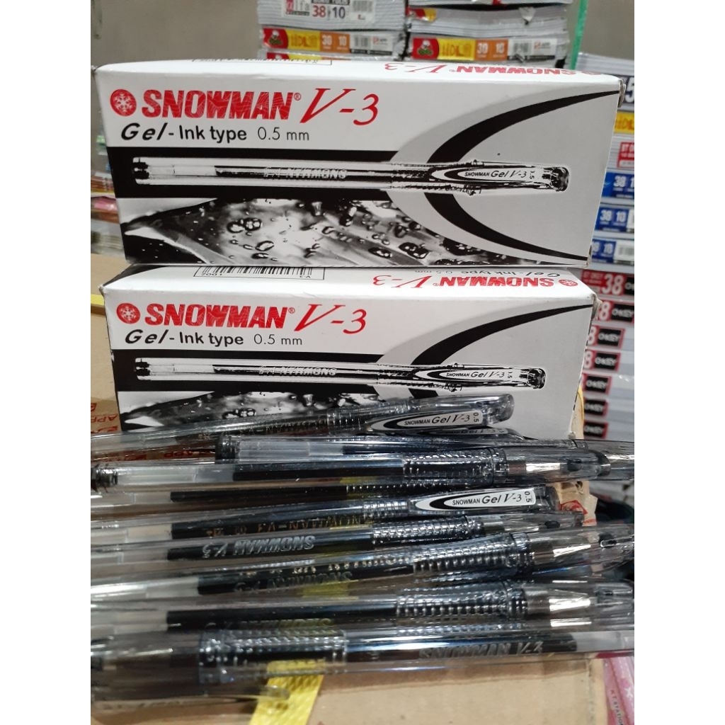 

(6pcs) PEN SNOWMAN GEL V-3 HITAM 0.5MM