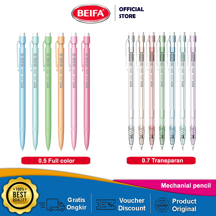 

Beifa Pensil Mekanik MB007 - Mechanical Pencil 0.5 / 0.7 Pensil Lucu Original