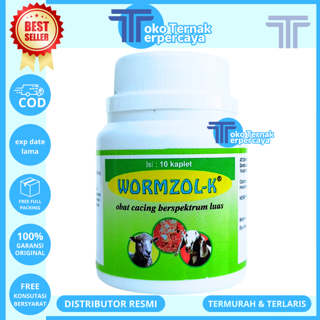 Obat Cacing Kambing WORMZOL K 10 KAPLET MEDION - Obat Cacing Domba Kambing