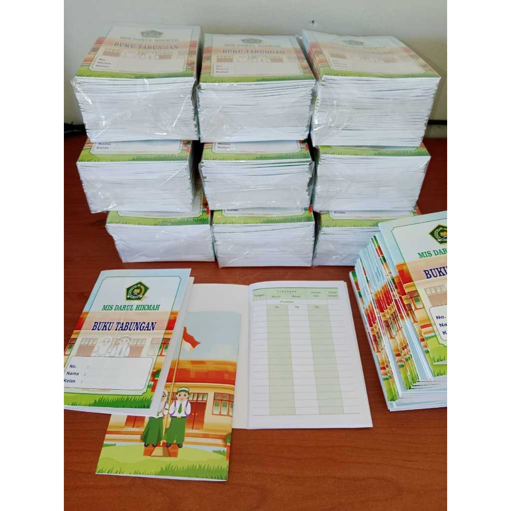 

BUKU TABUNGAN SEKOLAH FULL COLOR CUSTOM NAMA PAUD TK SD SMP SMA