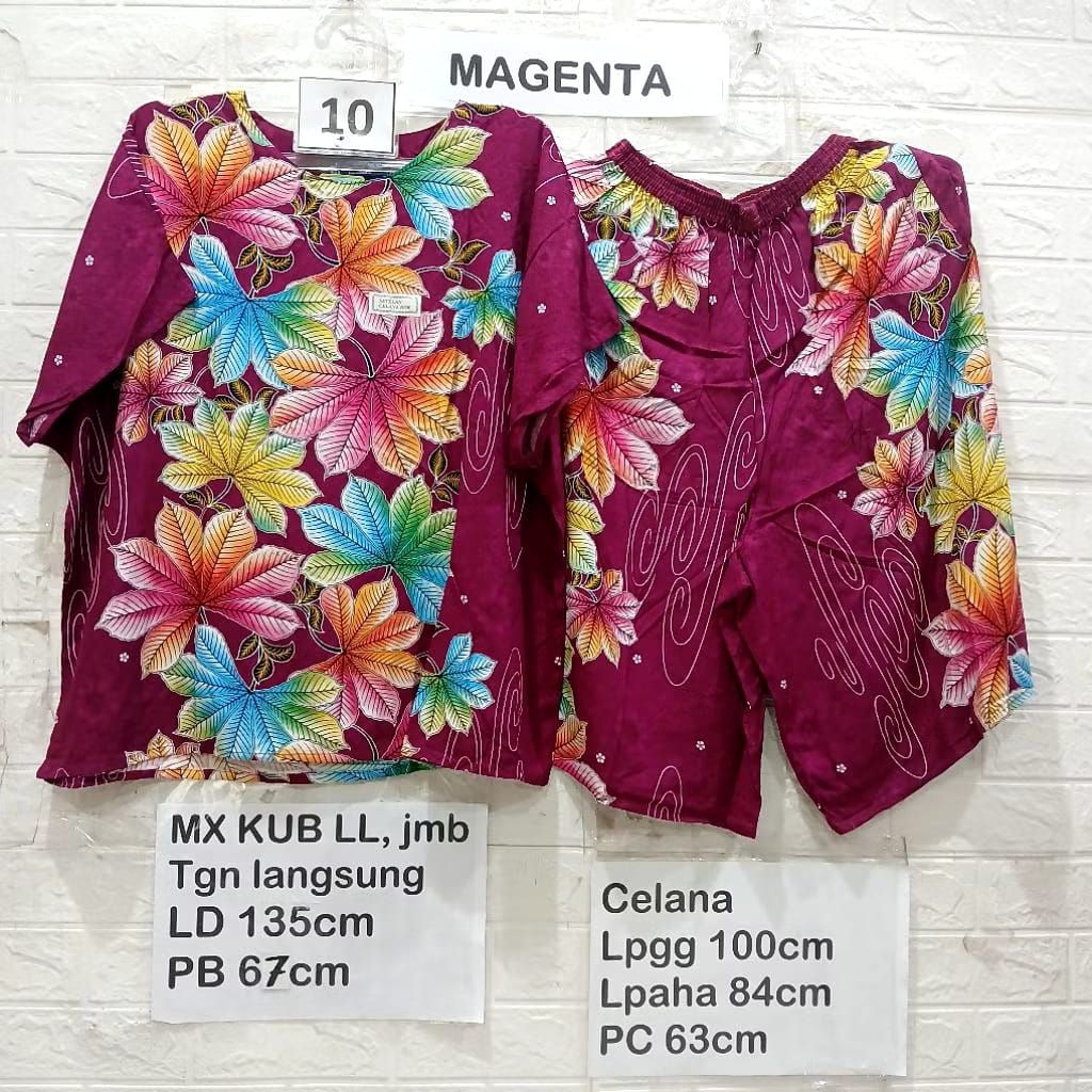 PIYAMA SETELAN PENDEK JUMBO LD 130 KENCANA UNGU ASLI LABEL BIRU DASTER SETELAN CELANA PENDEK PIYAMA 