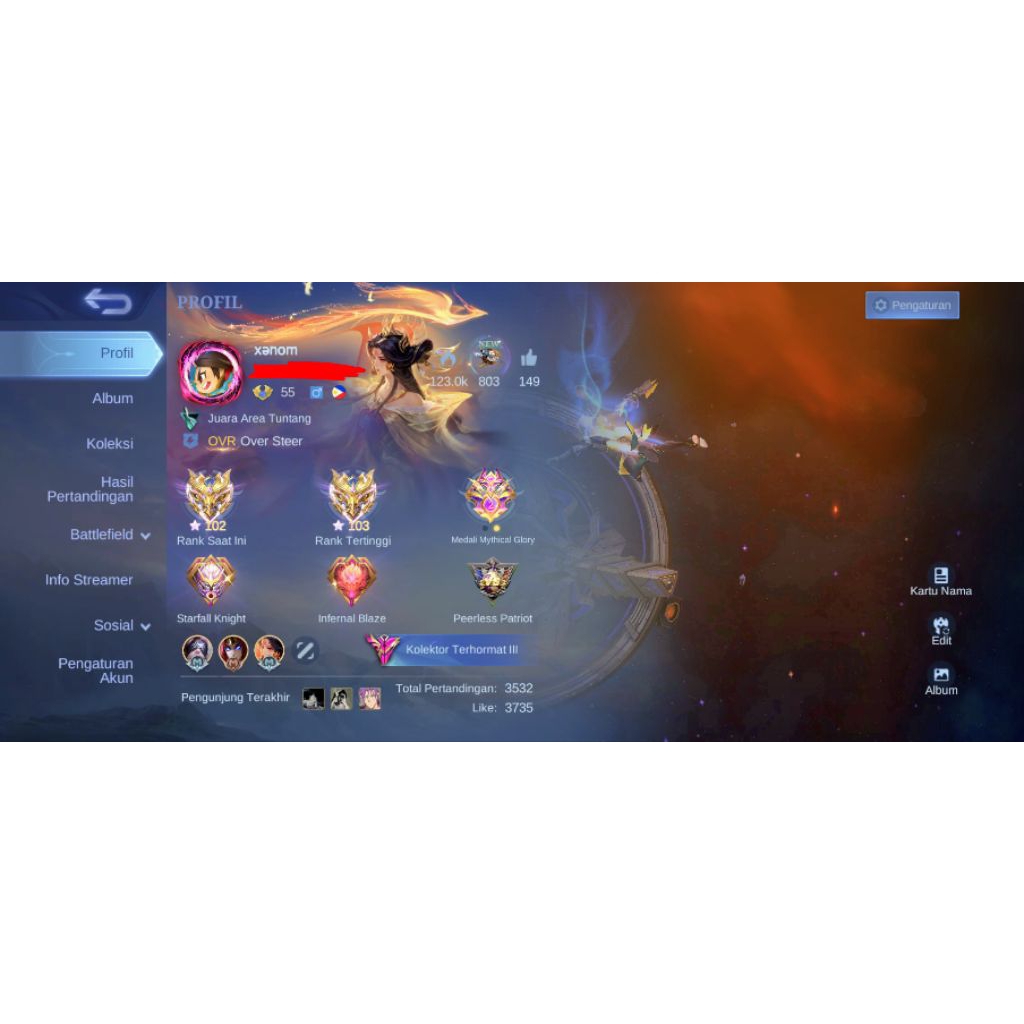 Akun Mobile Legend Sultan skin323 ex imo