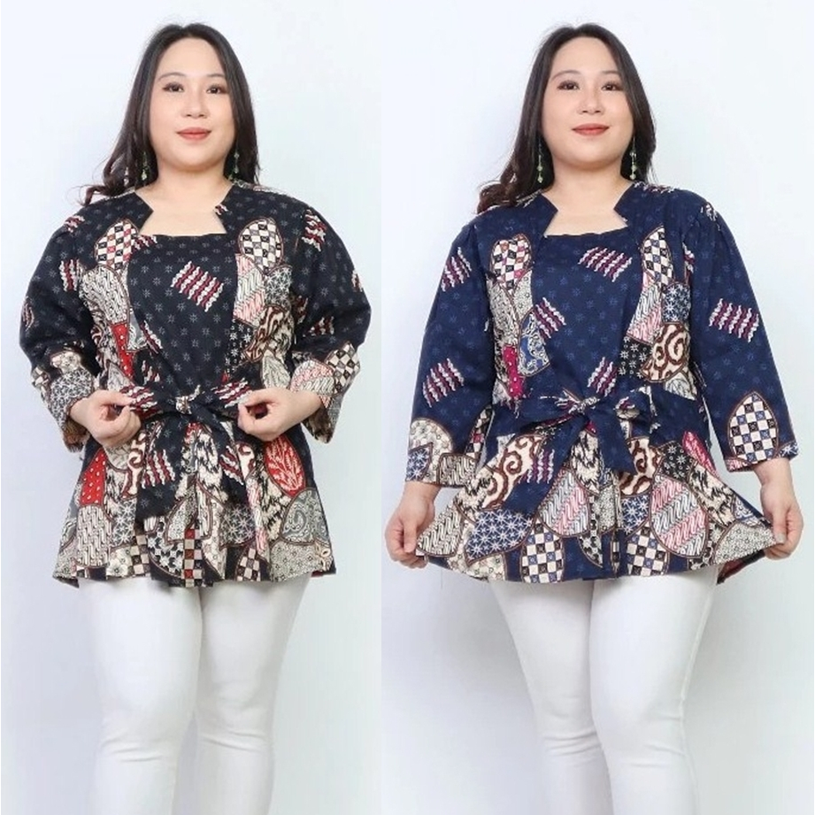 BAJU BATIK HITAM WANITA MODERN JUMBO BIG SIZE PREMIUM ETNIK 311 XXL XXXL LD 120cm BAJU BATIK KERJA K