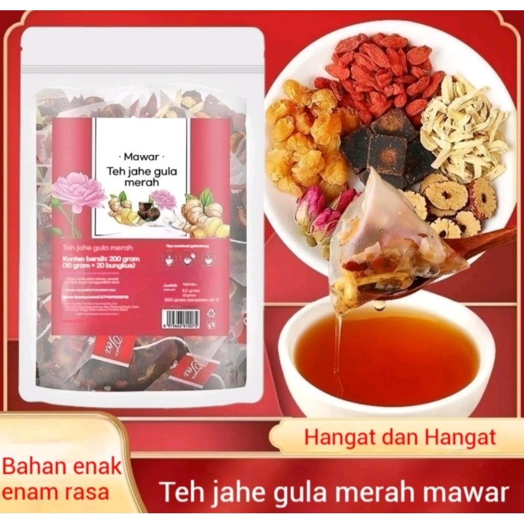 

Teh Jahe Gula Merah Mawar Herbal Alami