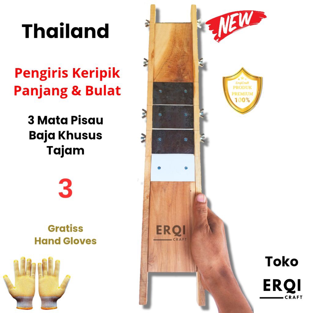 Parutan Pengiris Keripik Pisang Singkong Viral Thailand - 3 Mata Pisau - Alat Iris Panjang Bulat Ser