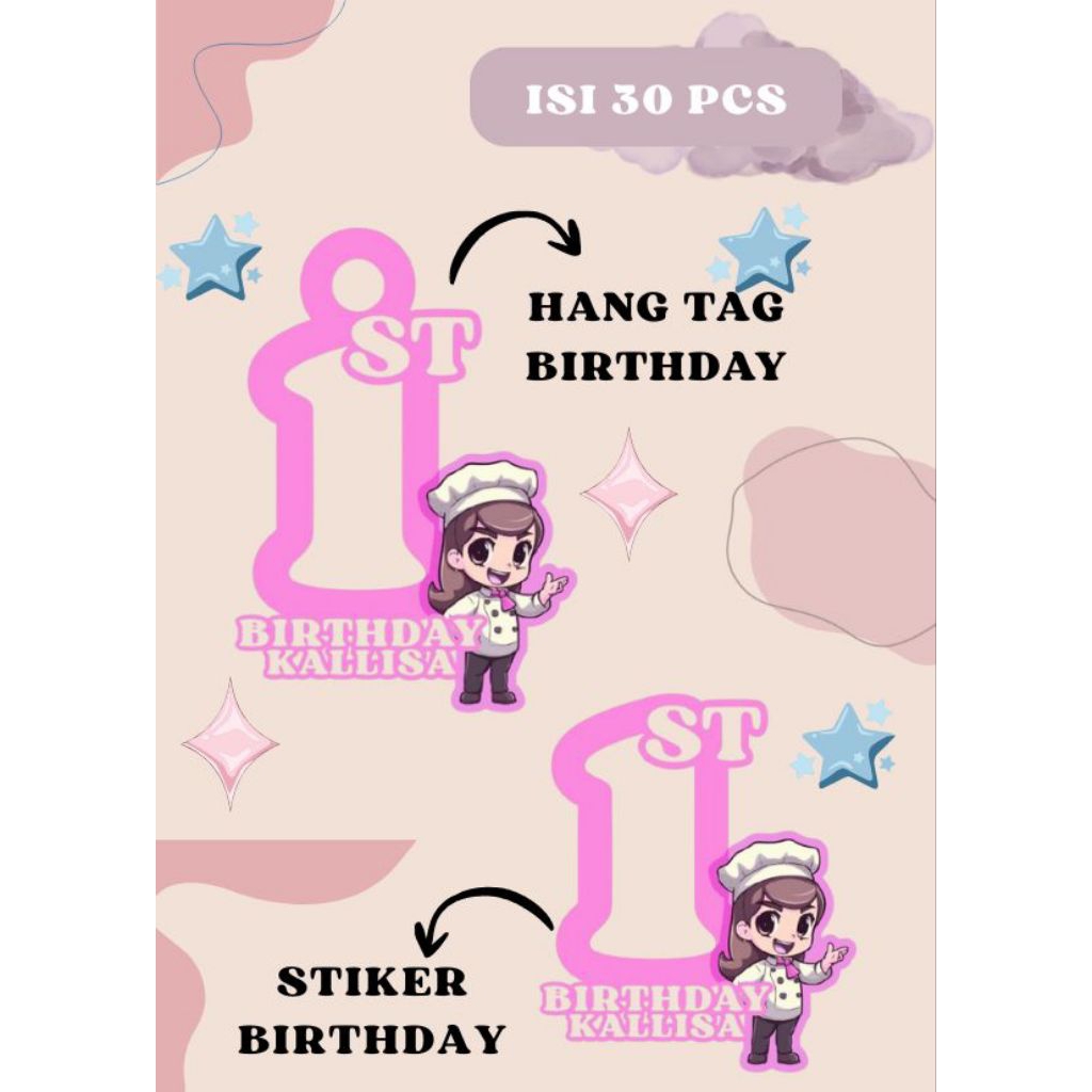 

30 pcs Hangtag & stiker ulangtahun / murah / lucu / label tag ulangtahun murah / hang tag ulangtahun murah / souvenir / stiker