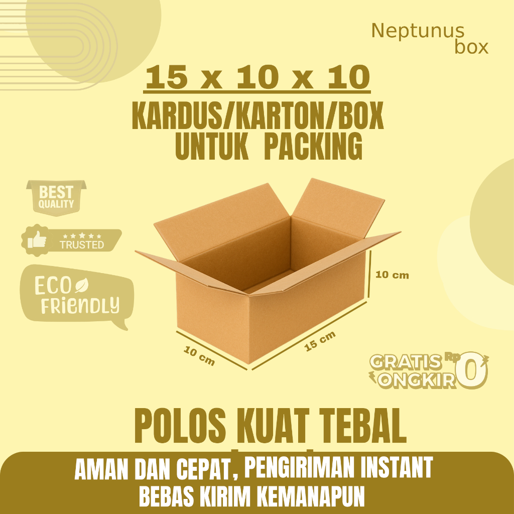 

Kardus Packing Ukuran 15x10x10 Polos Box Cogurated tebal kuat