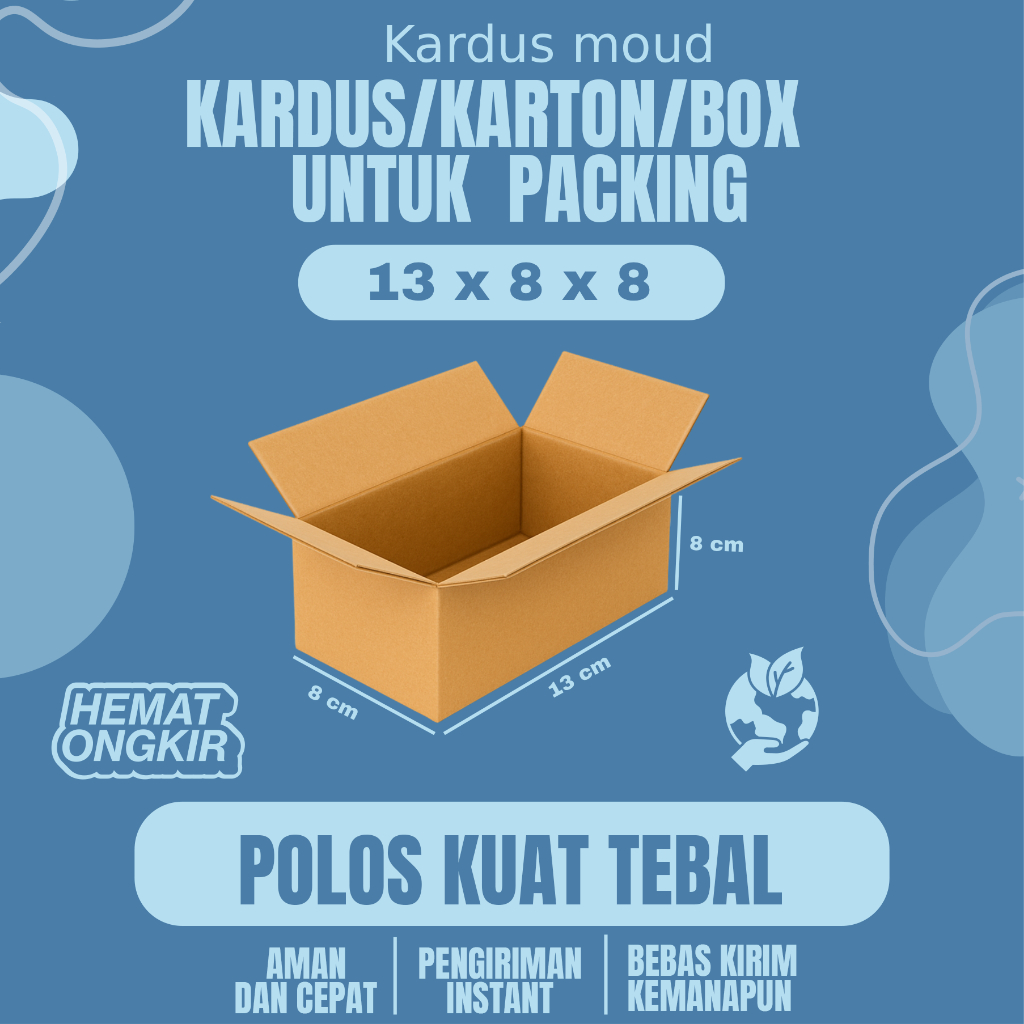 

Kardus Packing Ukuran 13x8x8 Polos Box Cogurated tebal kuat