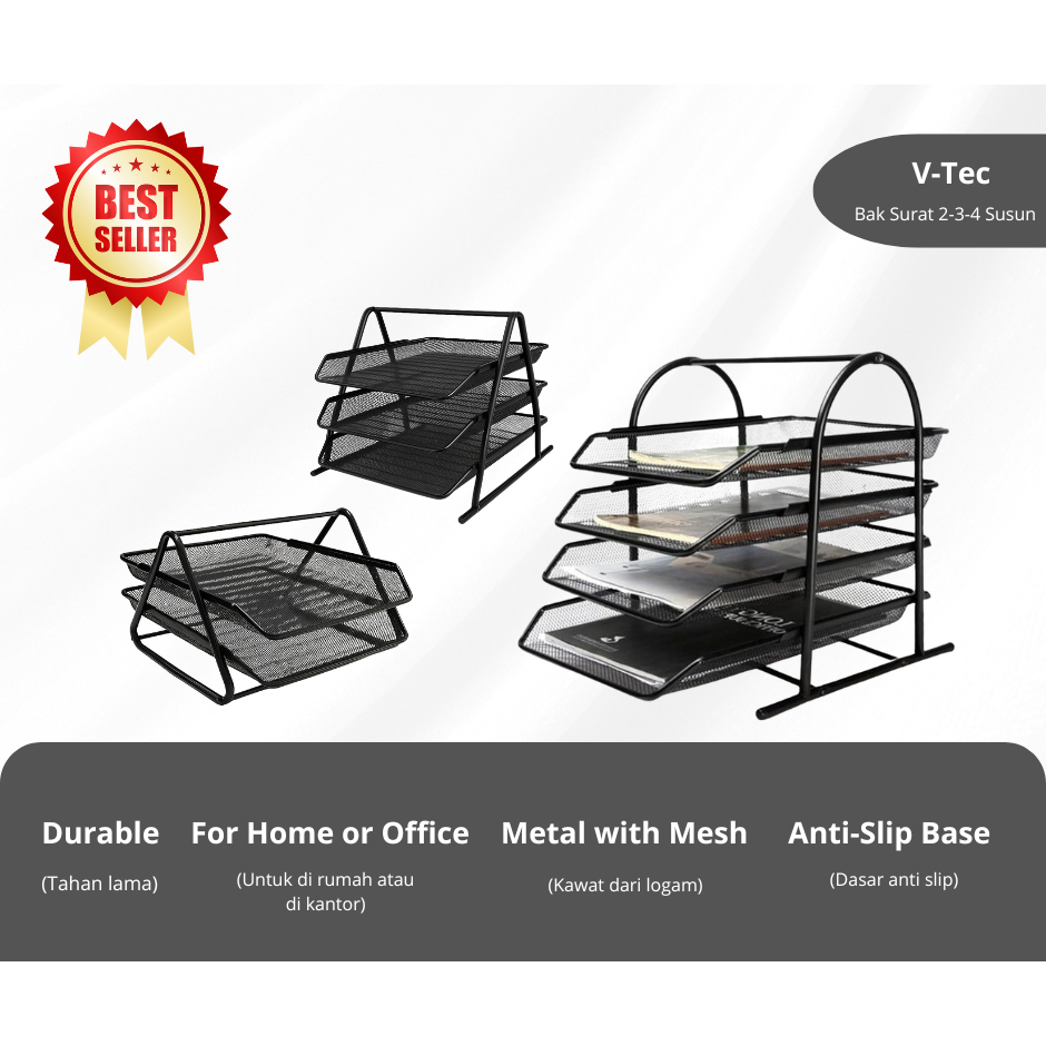 

Rak Surat / Rak Arsip / Rak Dokumen / Bak Surat 2-3-4 Tingkat Bahan Besi Anti Karat, Tahan Lama