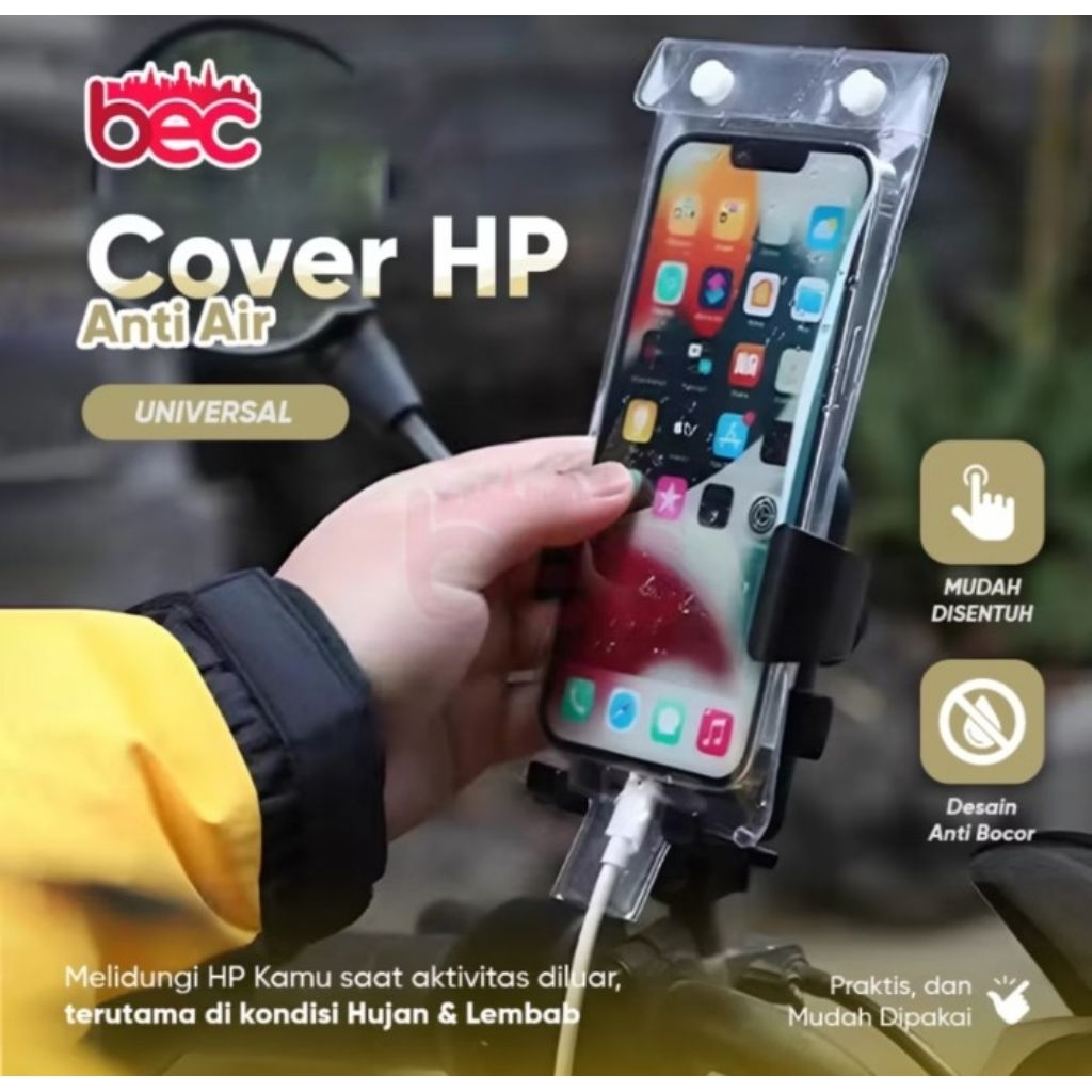 Cover HP Anti Air Gantung | Holder Hp Motor Tas Waterproof Handphone | Holder Tas Gantung untuk Moto