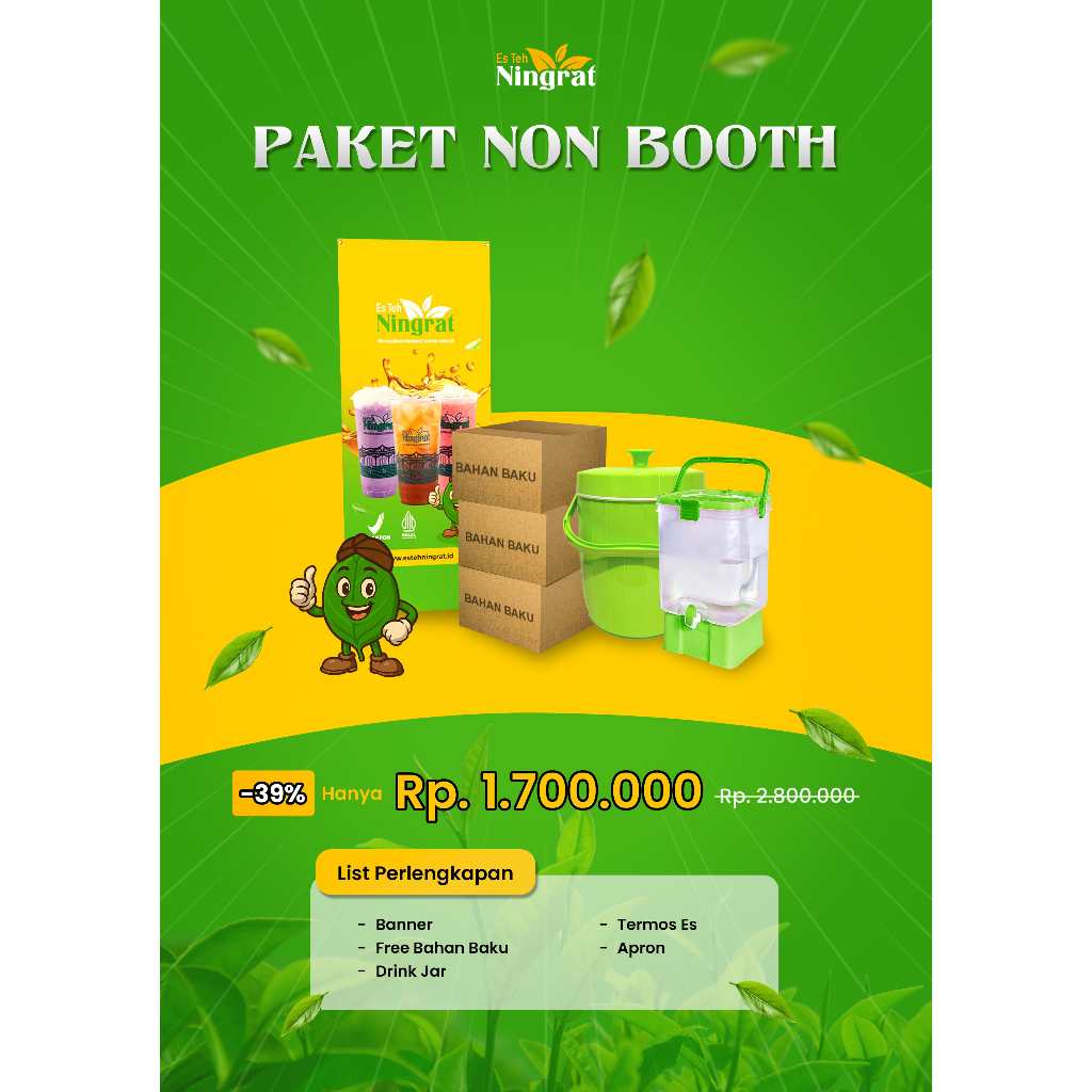 

Paket Usaha Es teh Ningrat Non Booth Perlengkapan Frenchise + Bahan Baku