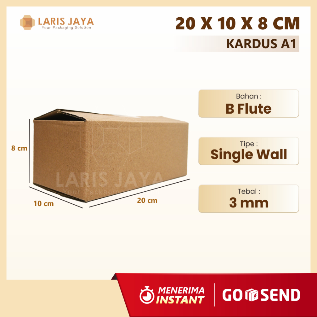 

Kardus | Box | Karton | Dus | Kotak | Packing Corrugated Polos 20x10x8 Tebal 3 mm ( Kardus 20 x 10 x 8 cm )
