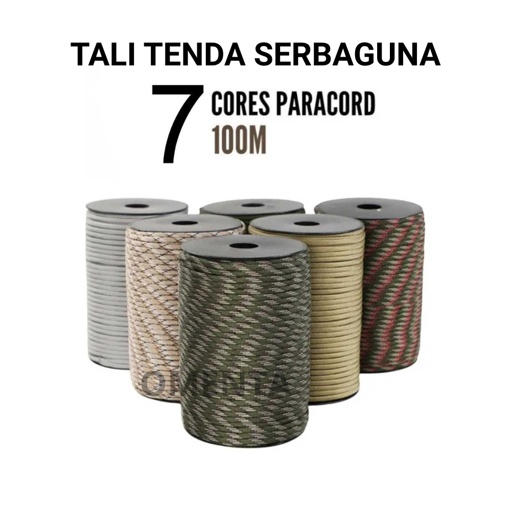 Tali Tenda Paracord 7 Core 4mm 100M Camping Survival Crafting Berkemah