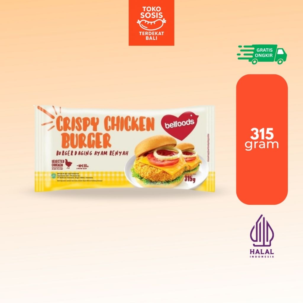 

Belfoods Crispy Chicken Burger Isi 6pcs 315gr | Isian Daging Burger Ayam Renyah