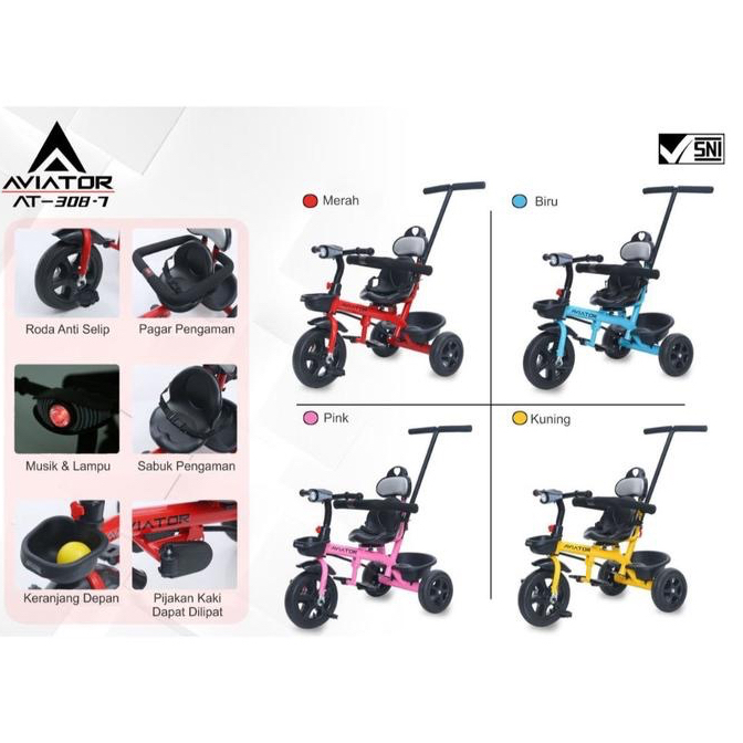 (TERMURAH) Sepeda balita roda tiga aviator 308-7 iora T27 PMB sepeda anak roda tiga tricycle kereta 