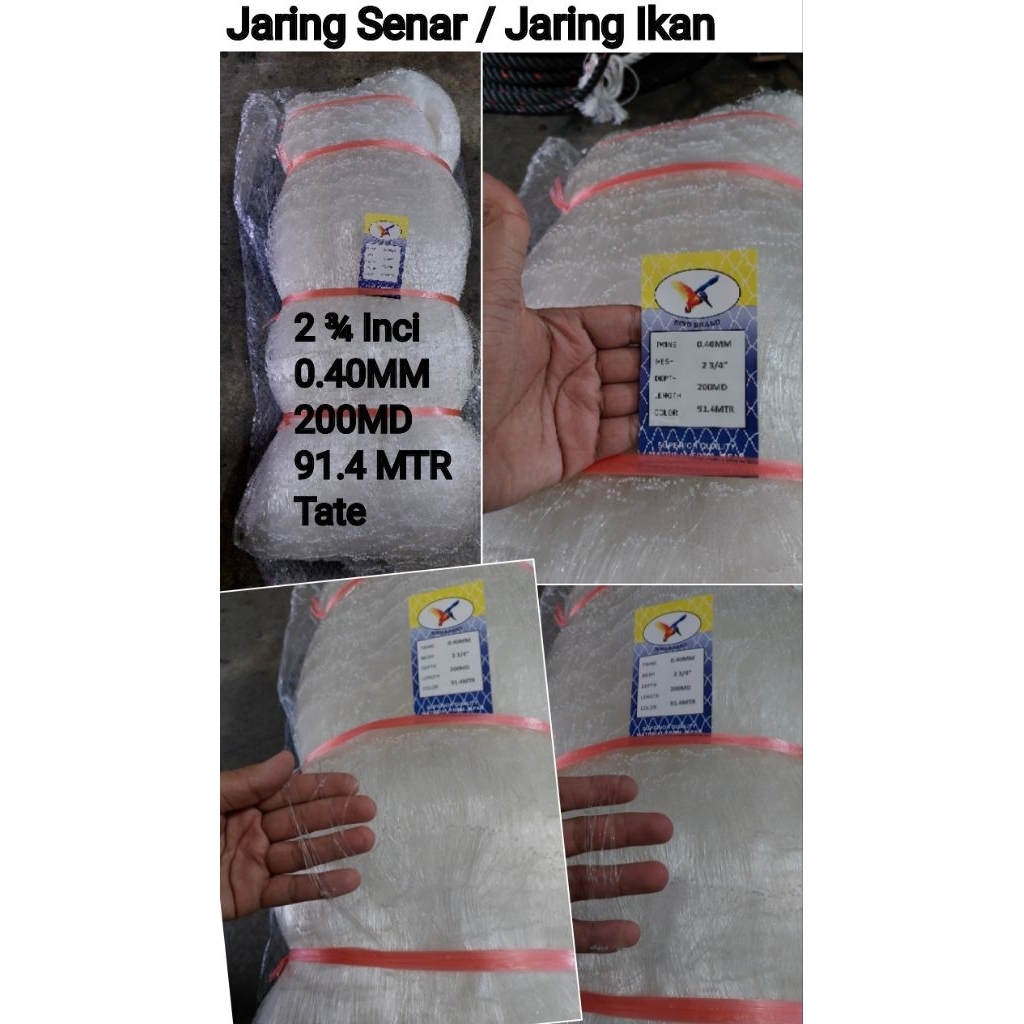 Jaring Tenggiri / Jaring Ikan 2¾inci 0.40mm 200md 91.4mtr tate