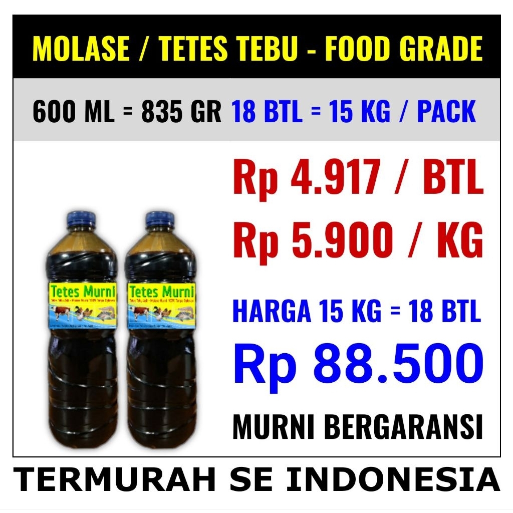 Suksesmoro_ Harga Per 15 Kg Molasses Food Grade Tetes Tebu Molases Molase Molase Asli Murni 100%