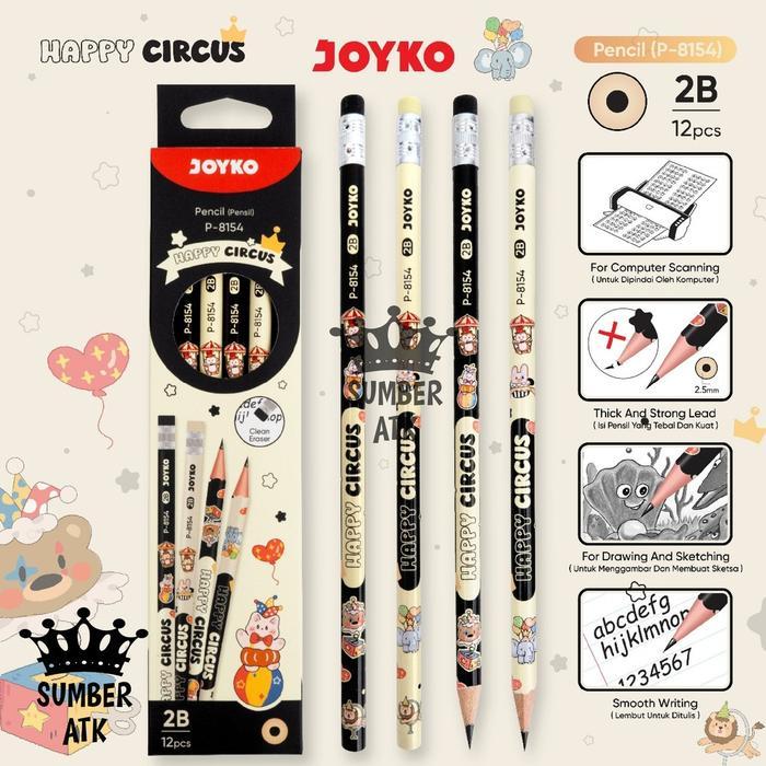 

Pensil Kayu 2B Komputer Joyko P-8154 HAPPY CIRCUS Original (12 PCS) / Computer Pencil Wooden Pencil Joyko P 8154 Pensil Anak Per Lusin