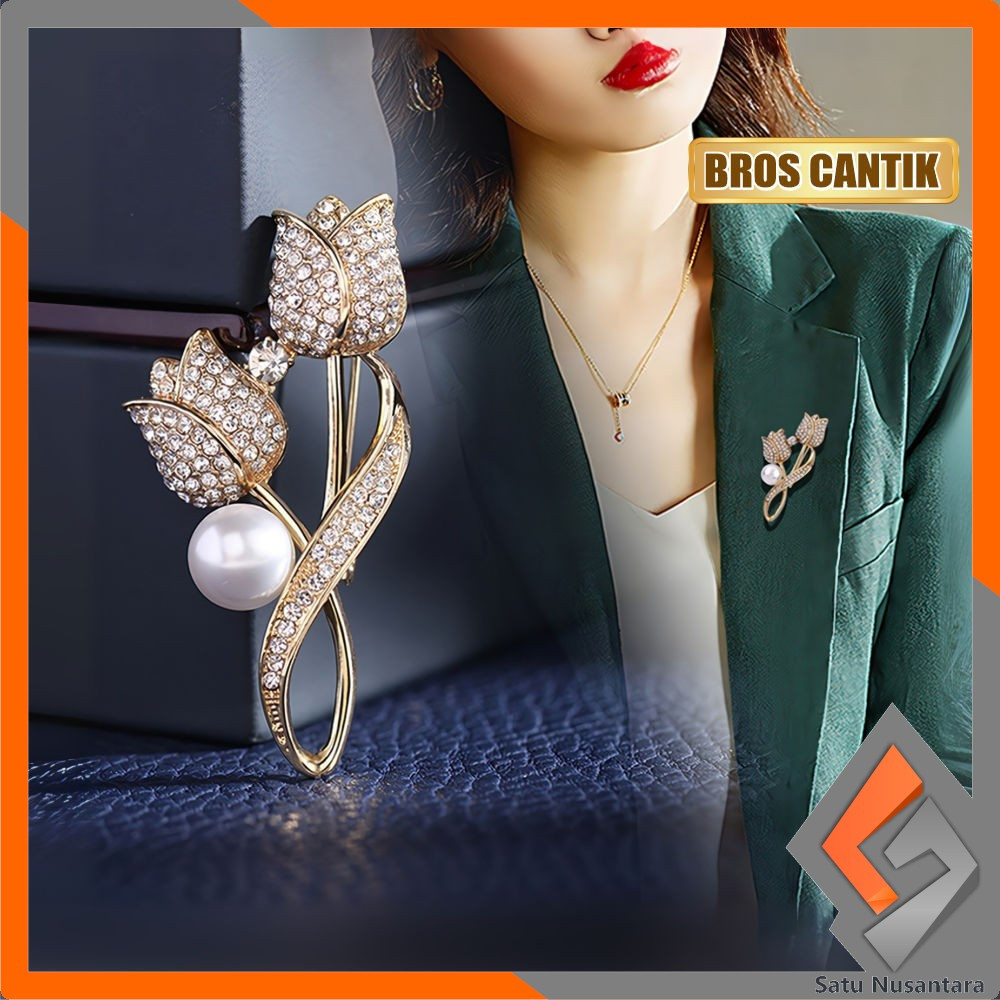 SN-C1325 Bros Cantik Elegan Motif Bunga Tulip Bros Jilbab Aksesoris Wanita Pria / Pin Baju Bros Jas 