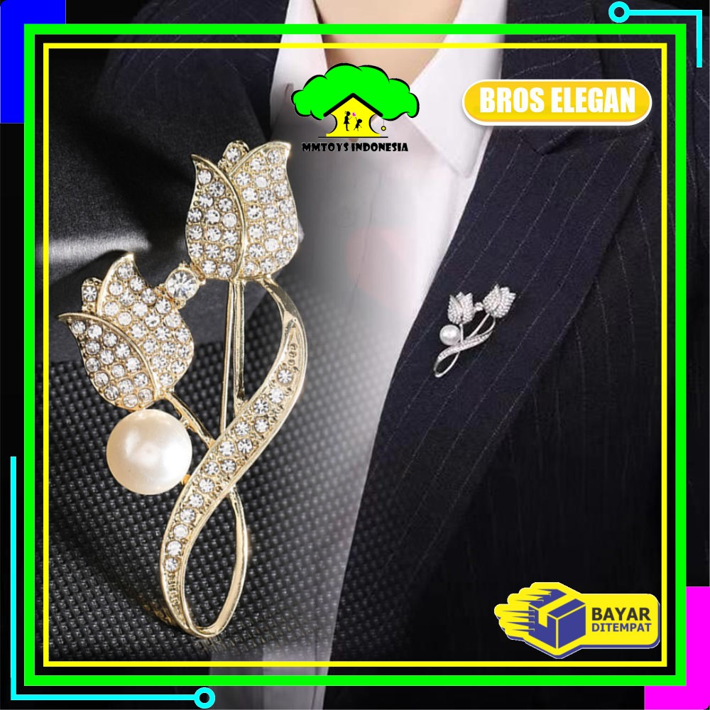 MI-C1325 Bros Cantik Elegan Motif Bunga Tulip Bros Jilbab Aksesoris Wanita Pria / Pin Baju Bros Jas 