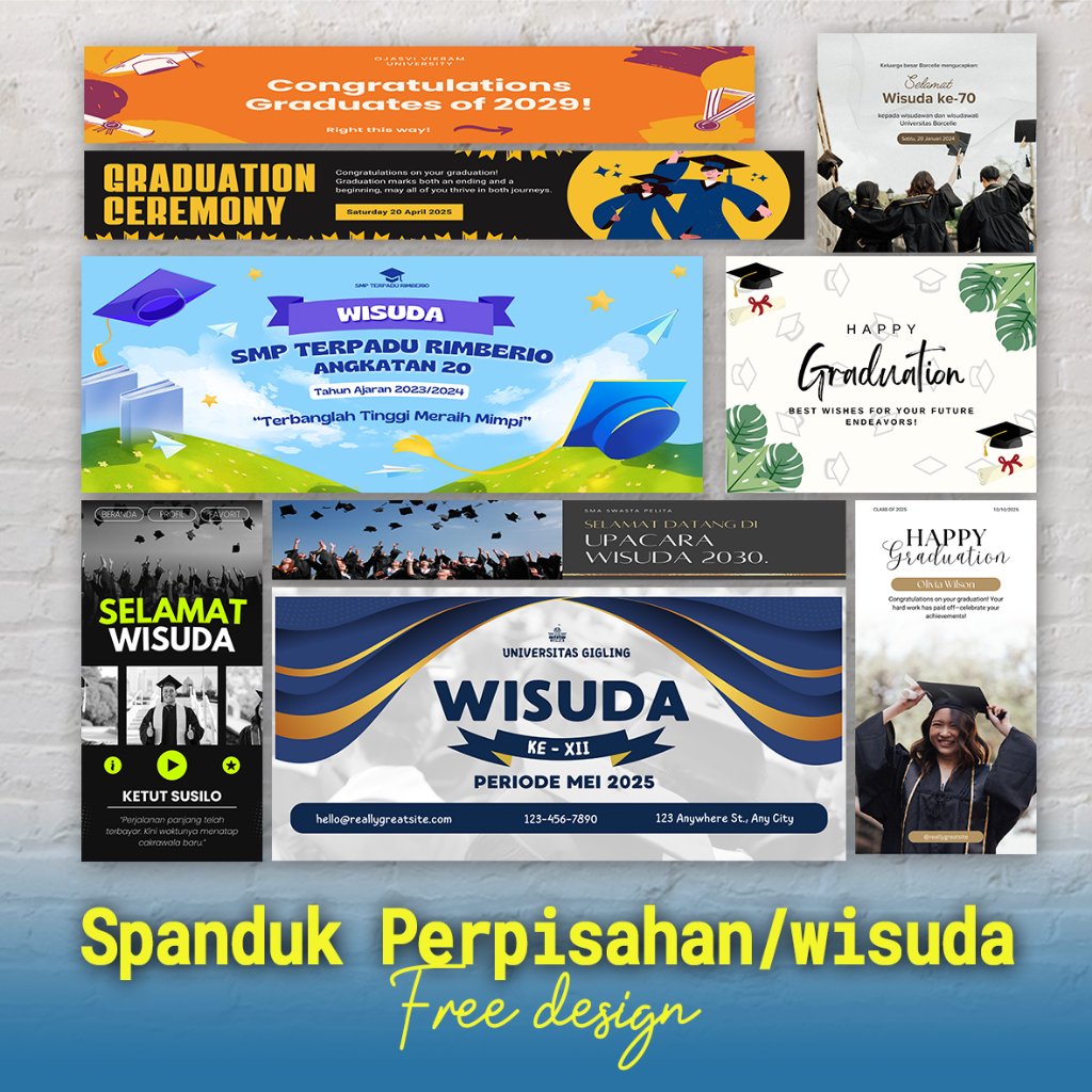 Spanduk Perpisahan/Wisuda, Spanduk Wisuda, Spanduk Mahasiswa Wisuda, Spanduk Ucapan Selamat Wisudah,