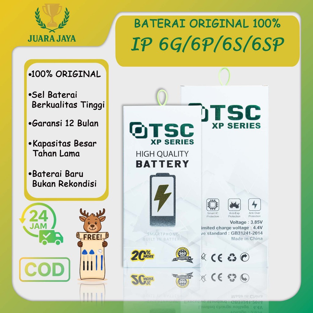 BATERAI 100% ORIGINAL FOR IPHONE 6G / 6PLUS / 6S / 6S PLUS Baterai Batre Batrey JUARA JAYA