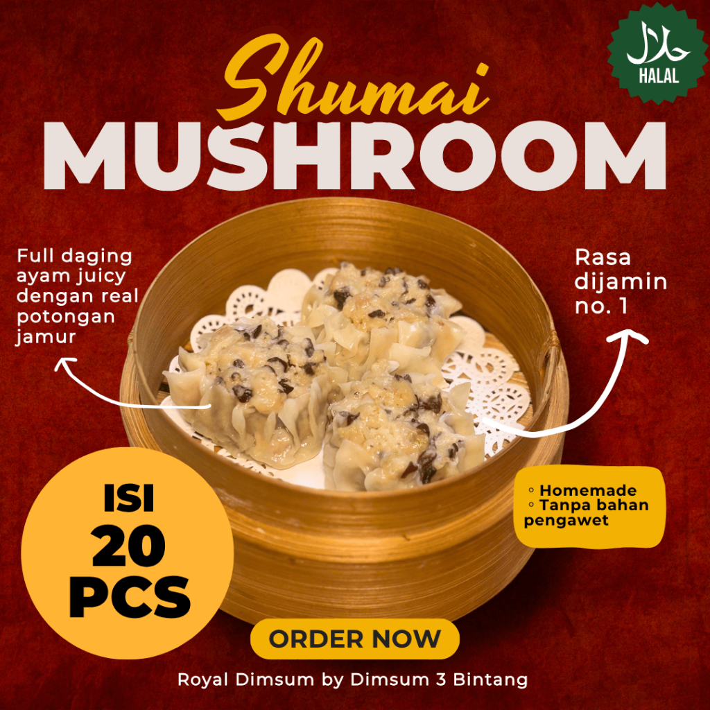 

Dimsum Shumai Mushroom Isi 20 pcs | GROSIR DIMSUM BANDUNG | HALAL | FROZEN | DIMSUM 3 BINTANG