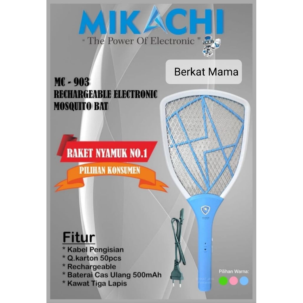 Raket Nyamuk (Kabel Charger) Mikachi MC-903