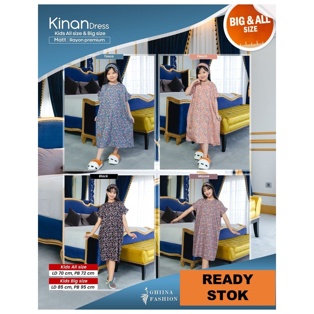 KINAN DRESS KIDS - GHIINA FASHION - BAHAN RAYON PREMIUM - DRESS TERBARU GHIINA FASHION COUPLE IBU AN