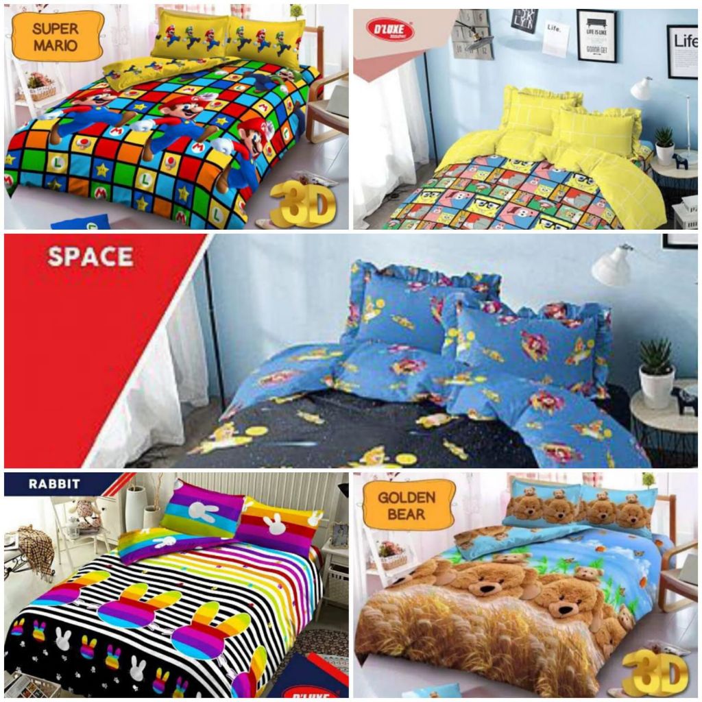 Bedcover SET Kintakun Dluxe Uk King 180x200 &  Single 120x200 - Tersedia Varian Motif