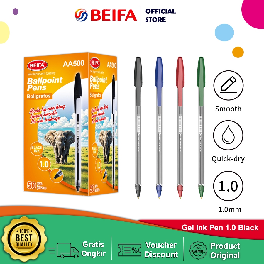 

Beifa Pulpen 1.0mm AA500 – Tulis Super Halus & Cepat Kering, Nyaman untuk Nulis Lama