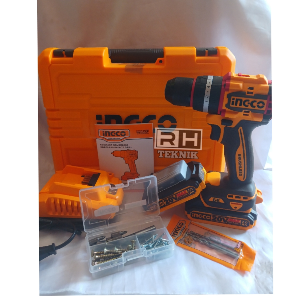 Bor Cordless Impact Drill Ingco CIDLI20668 20V 13MM 66NM Brushless