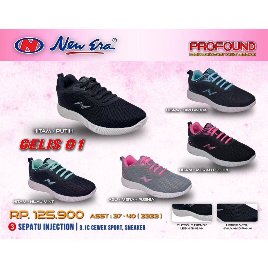 SEPATU NEW ERA GELIS SEPATU WANITA JALAN-JALAN SIZE 37-40