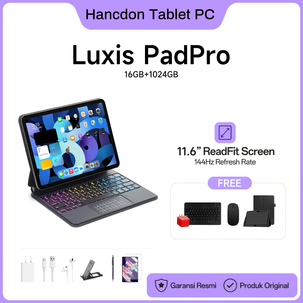 【Free Mouse Keyboard】Luxis Tablet PC Tablet Android PadPro (16GB+1024GB)11.6inch"IPS Screen Tablet A