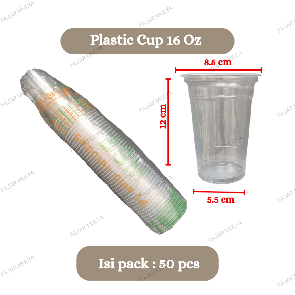 Fajar Mulya - Plastic Cup 16 Oz / Merk BSM / @50 pcs