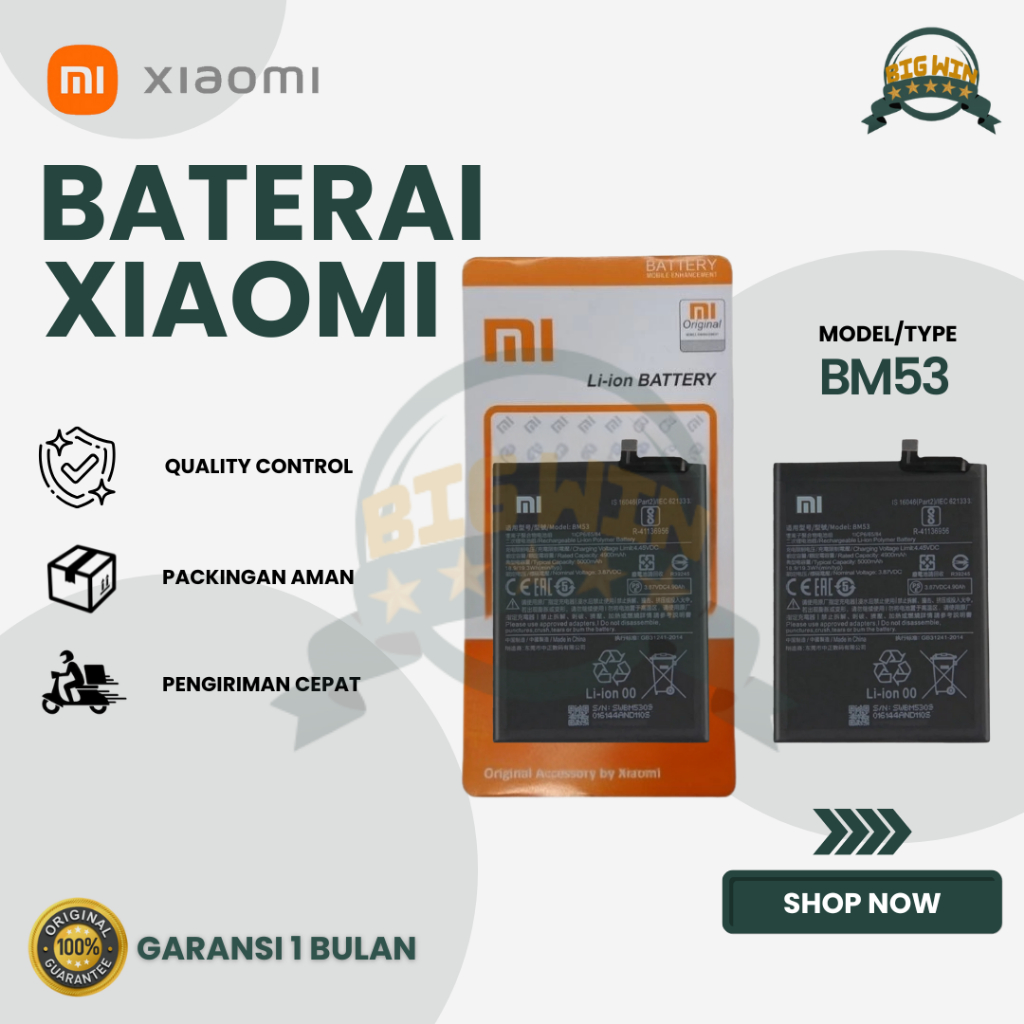 BATERAI BATTERY XIAOMI BM53 XIAOMI REDMI MI 10T/MI 10T PRO DOUBLE [IC POWER] ORIGINAL