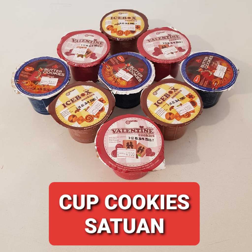 

MONDE Butter Cookies Cup 27 gr ECER / NISSIN Valentine Cookies Cup 28 gr ECER / NISSIN Icebox Cookies 28 gr ECER / CUP COOKIES ECER Satuan
