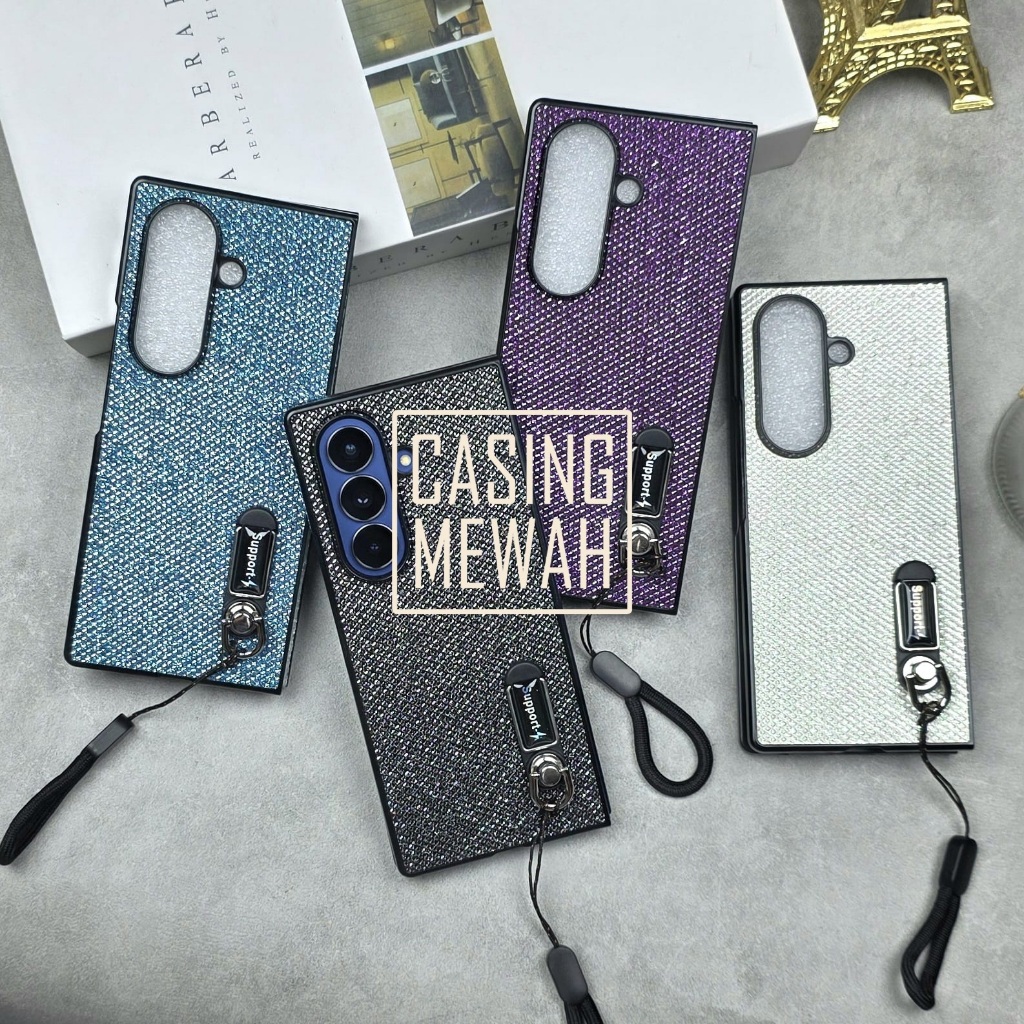 Premium Luxury Lanyard Tali Case Glitter Wrist Strip Bracket Shockproof casing Samsung Z Fold 7 Z Fo