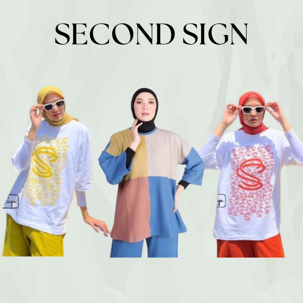TOP Second Sign Original Oversize Bahan Kaos Motif